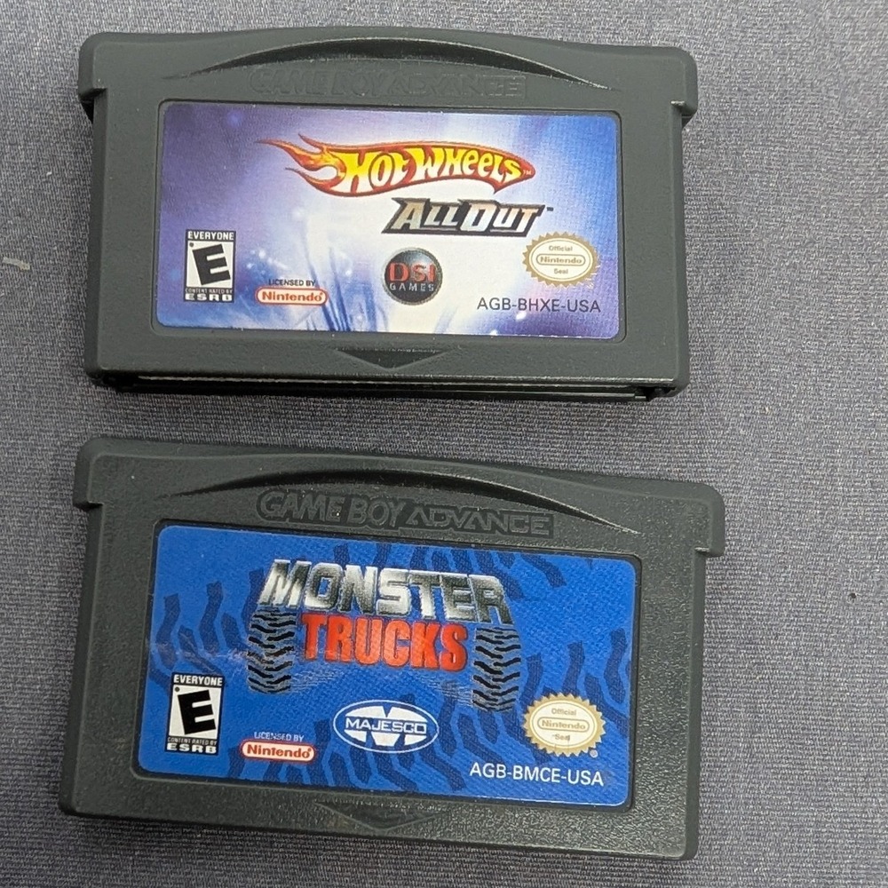 Nintendo 2 Game Boy Advanced Bundle Hot Wheels All Out and Monster Trucks